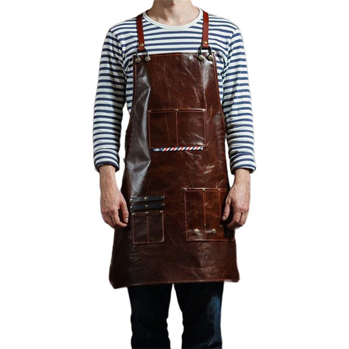 Leatherwork Workshop - Мужской кожаный рабочий фартук с несколькими
