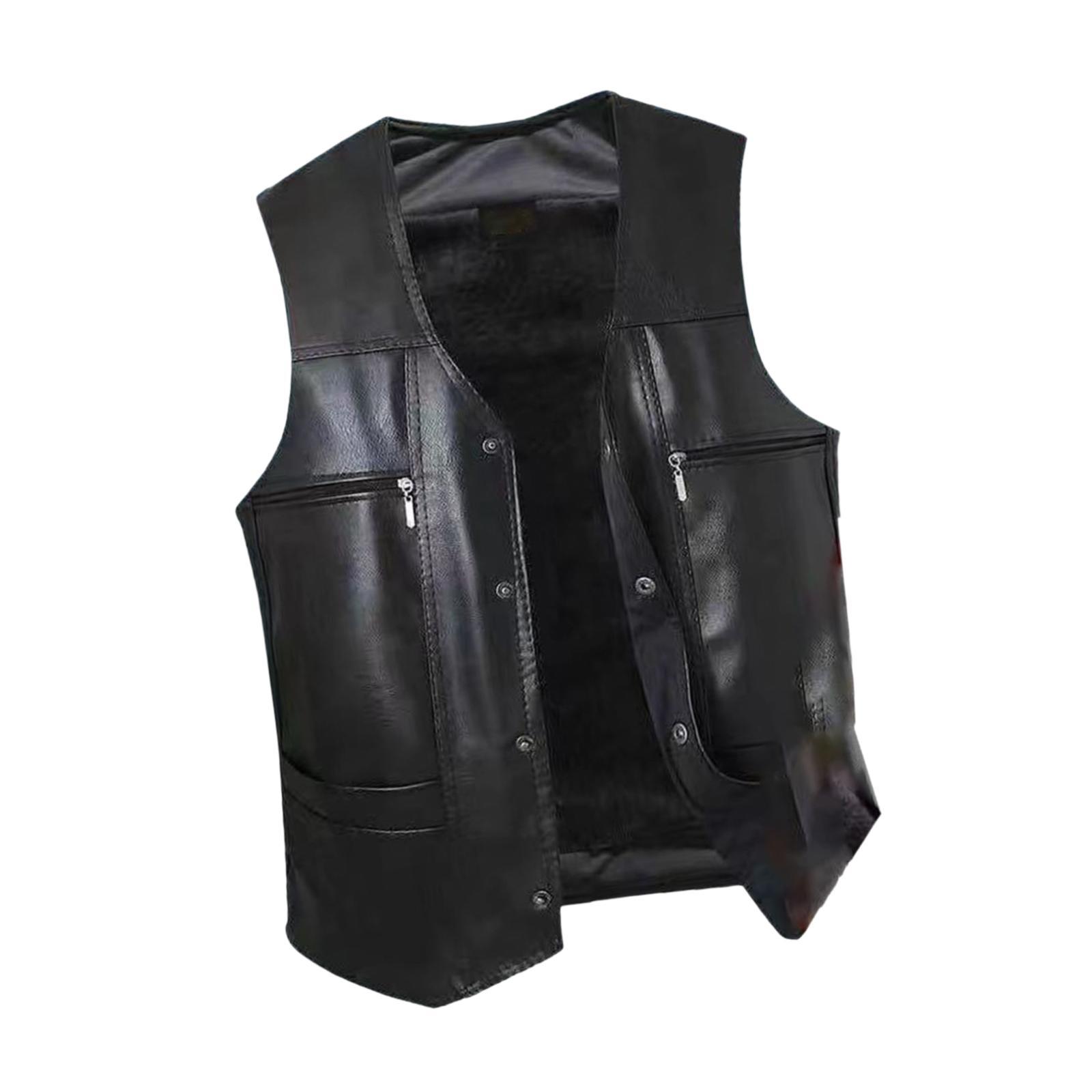Leather Work Vest For Men - Классический мужской зимний жилет из искусственной