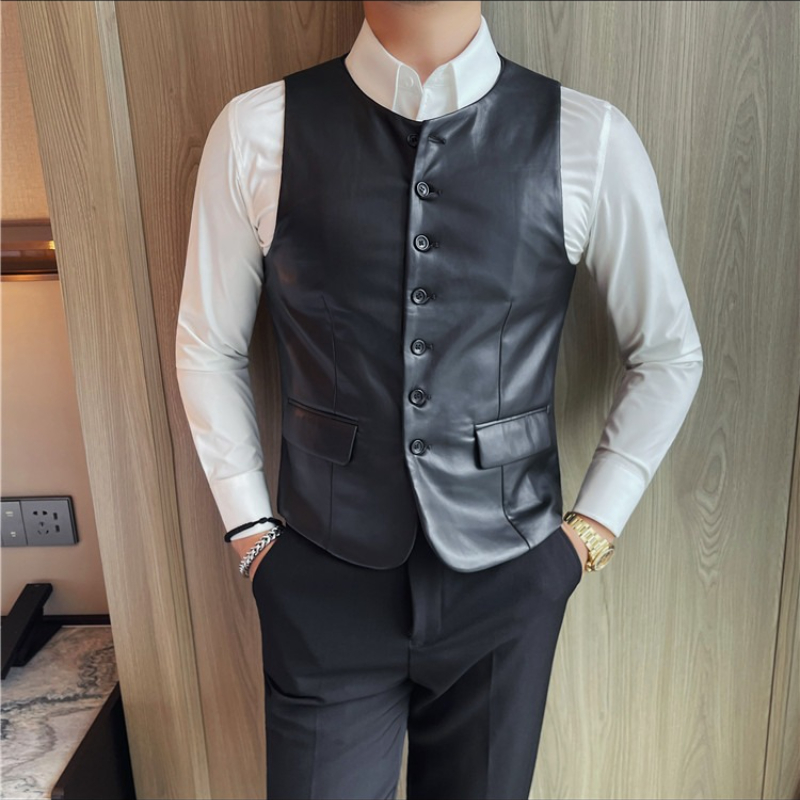 Осень 2023, мужской повседневн – обзор и цена Leather Work Vest For Men